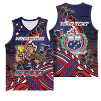 Personalised Samoa Wrestling Basketball Jersey Polynesian Warrior Funny Style - Polynesian Pride