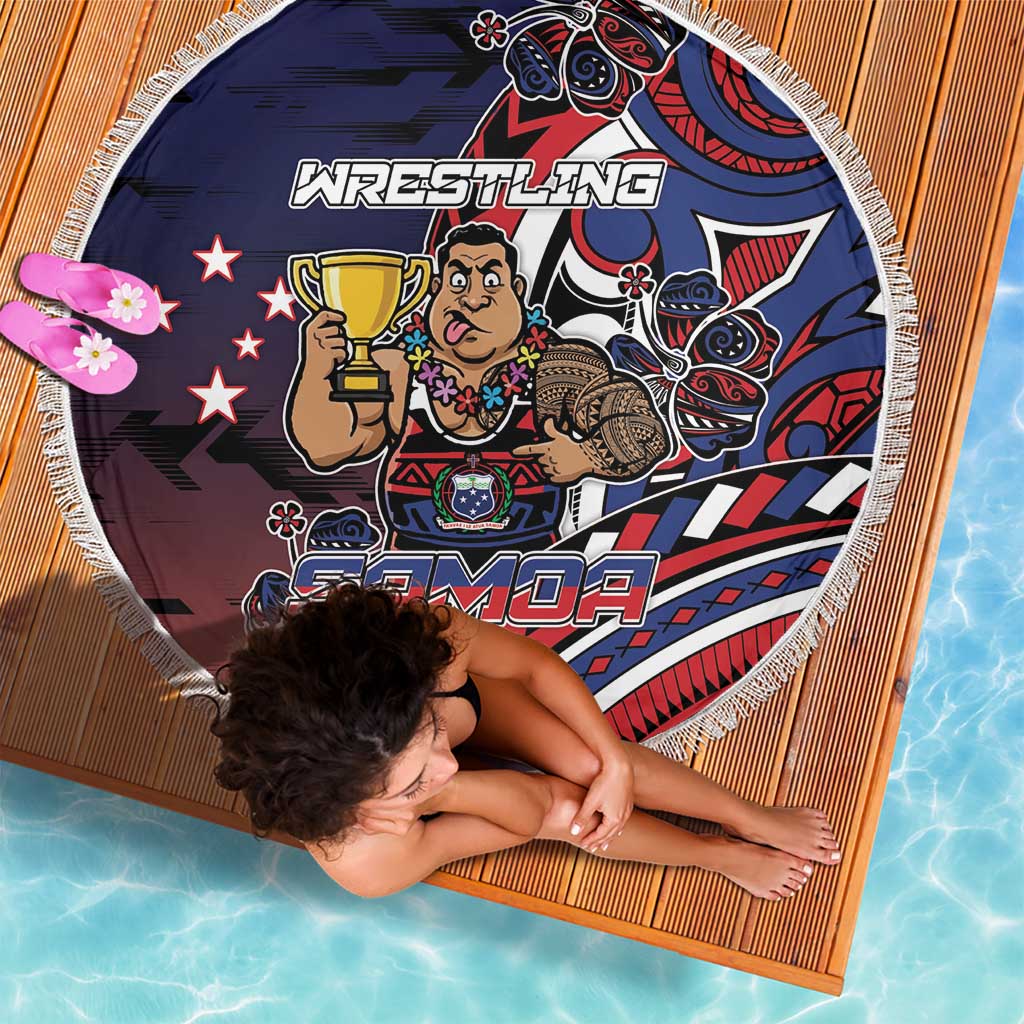 Samoa Wrestling Beach Blanket Polynesian Warrior Funny Style - Polynesian Pride