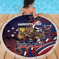 Samoa Wrestling Beach Blanket Polynesian Warrior Funny Style - Polynesian Pride