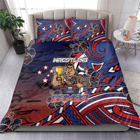 Samoa Wrestling Bedding Set Polynesian Warrior Funny Style - Polynesian Pride