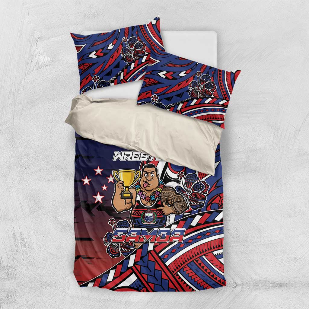 Samoa Wrestling Bedding Set Polynesian Warrior Funny Style - Polynesian Pride