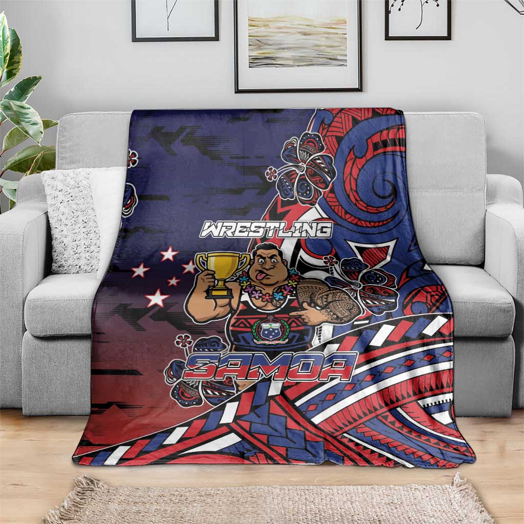 Samoa Wrestling Blanket Polynesian Warrior Funny Style - Polynesian Pride