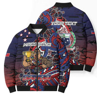 Personalised Samoa Wrestling Bomber Puffer Jacket Polynesian Warrior Funny Style - Polynesian Pride