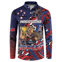 Personalised Samoa Wrestling Button Sweatshirt Polynesian Warrior Funny Style - Polynesian Pride
