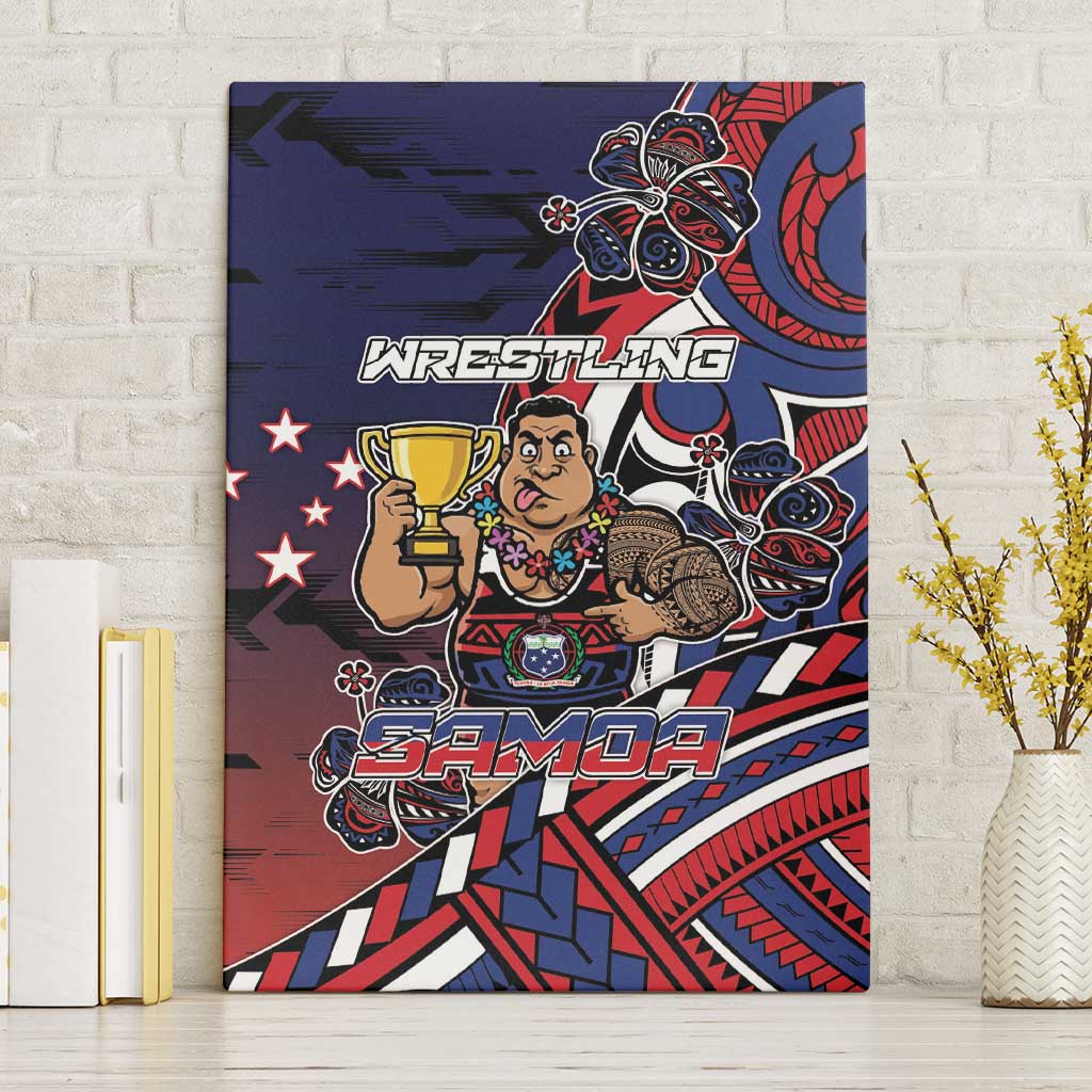 Samoa Wrestling Canvas Wall Art Polynesian Warrior Funny Style - Polynesian Pride