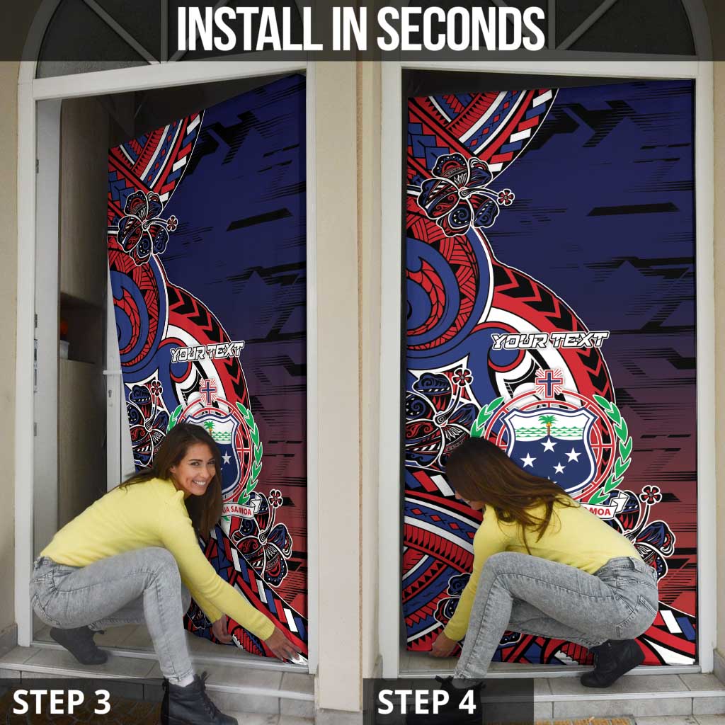 Personalised Samoa Wrestling Door Cover Polynesian Warrior Funny Style - Polynesian Pride