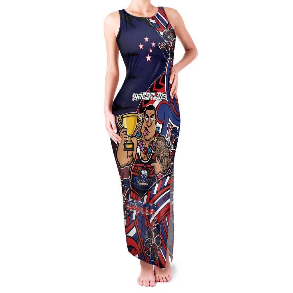 Personalised Samoa Wrestling Family Matching Tank Maxi Dress and Hawaiian Shirt Polynesian Warrior Funny Style - Polynesian Pride