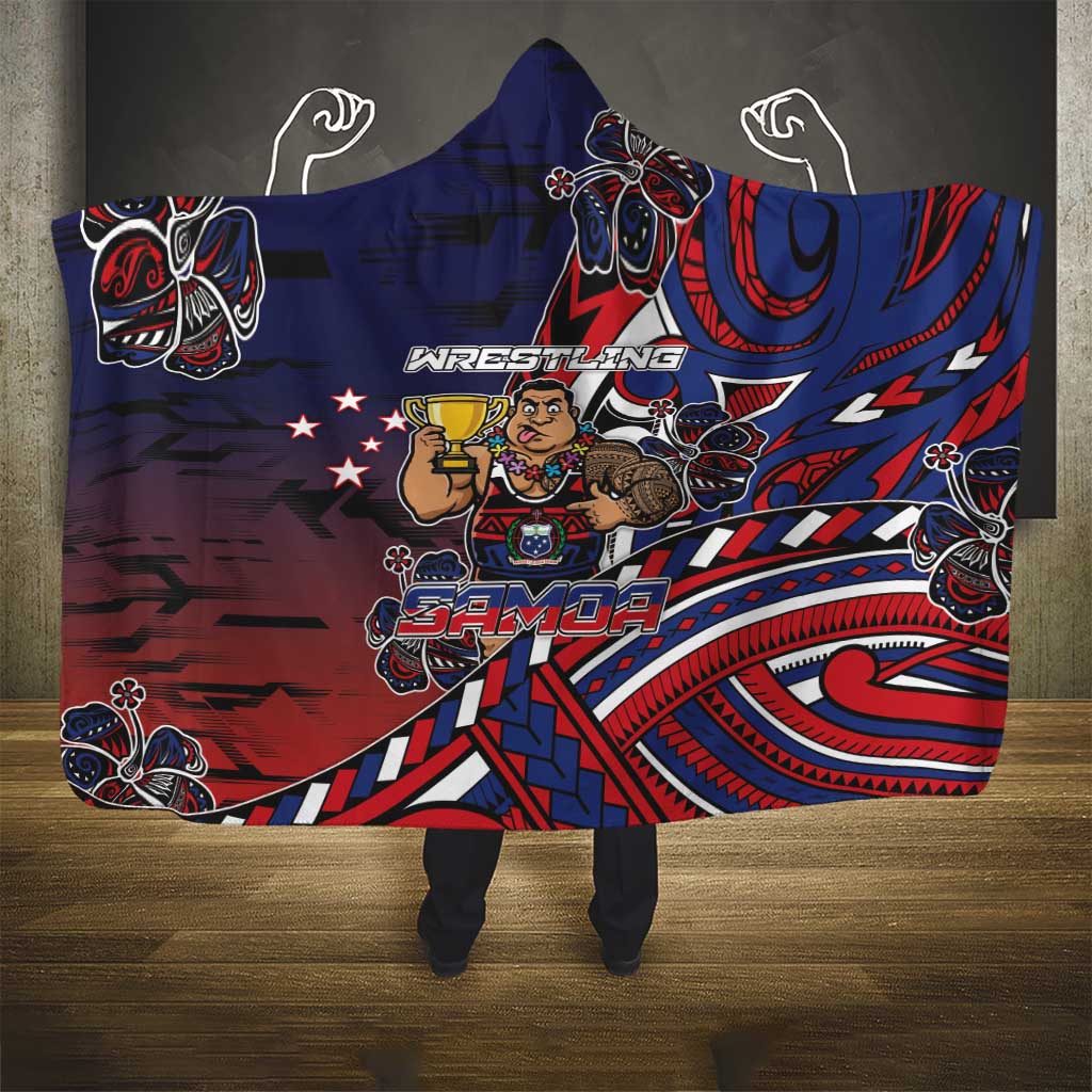 Samoa Wrestling Hooded Blanket Polynesian Warrior Funny Style - Polynesian Pride