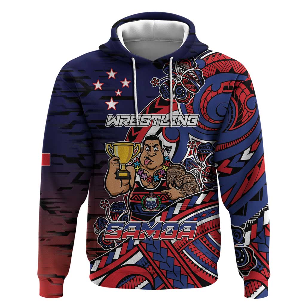 Personalised Samoa Wrestling Hoodie Polynesian Warrior Funny Style - Polynesian Pride