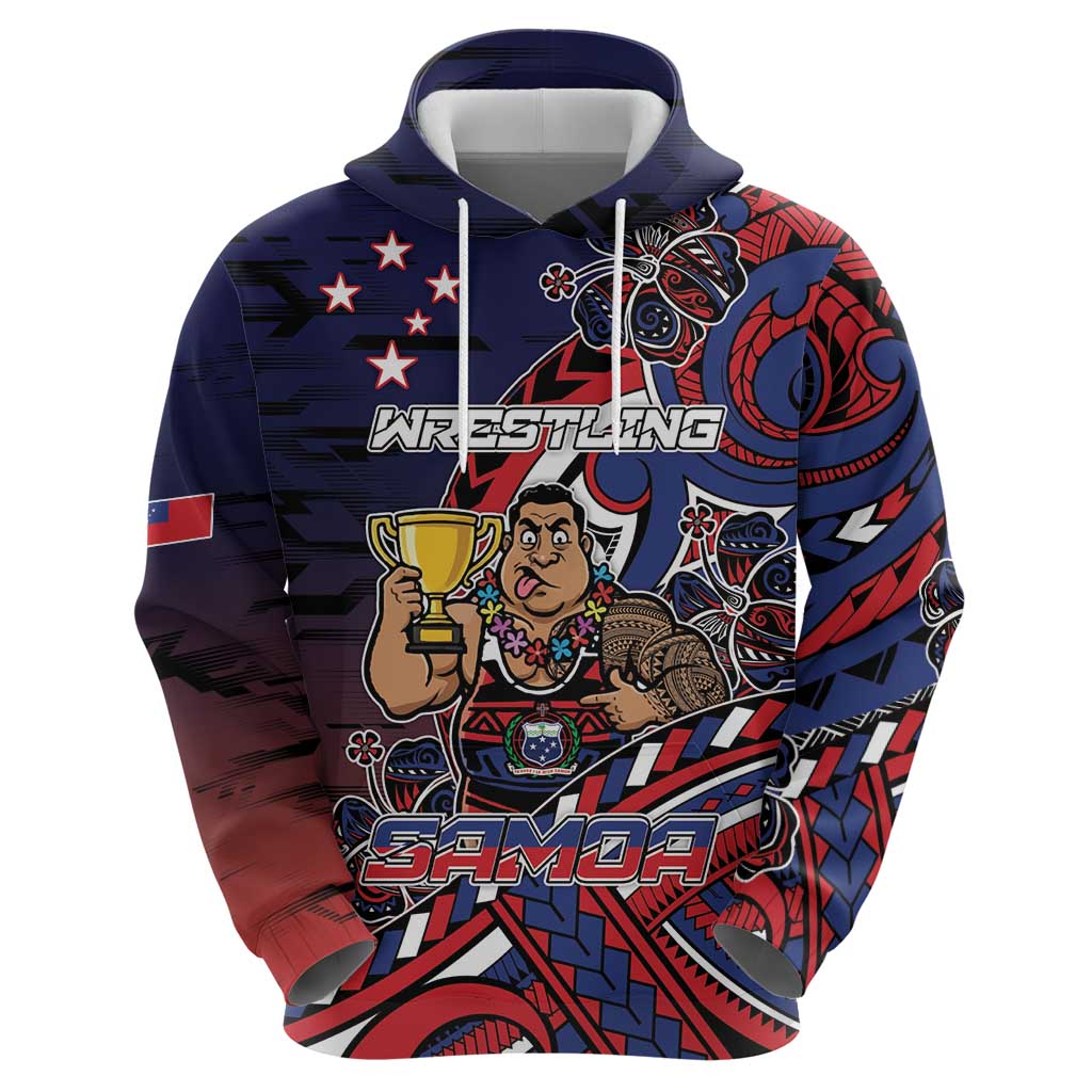 Personalised Samoa Wrestling Hoodie Polynesian Warrior Funny Style - Polynesian Pride