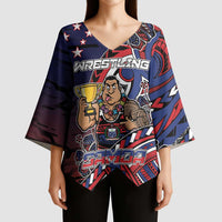 Personalised Samoa Wrestling Kimono Sleeve Blouse Polynesian Warrior Funny Style - Polynesian Pride