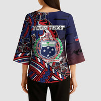 Personalised Samoa Wrestling Kimono Sleeve Blouse Polynesian Warrior Funny Style - Polynesian Pride