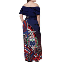 Personalised Samoa Wrestling Off Shoulder Maxi Dress Polynesian Warrior Funny Style - Polynesian Pride