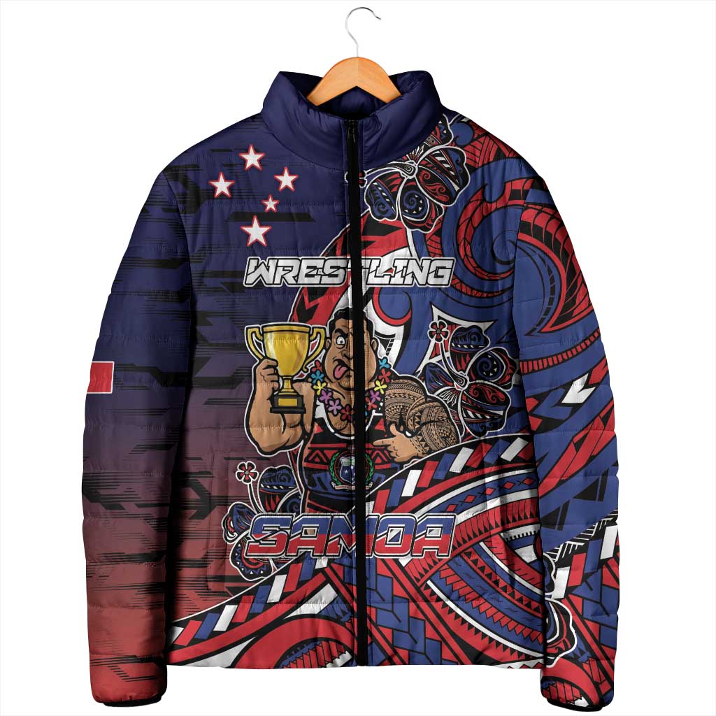 Personalised Samoa Wrestling Padded Jacket Polynesian Warrior Funny Style - Polynesian Pride