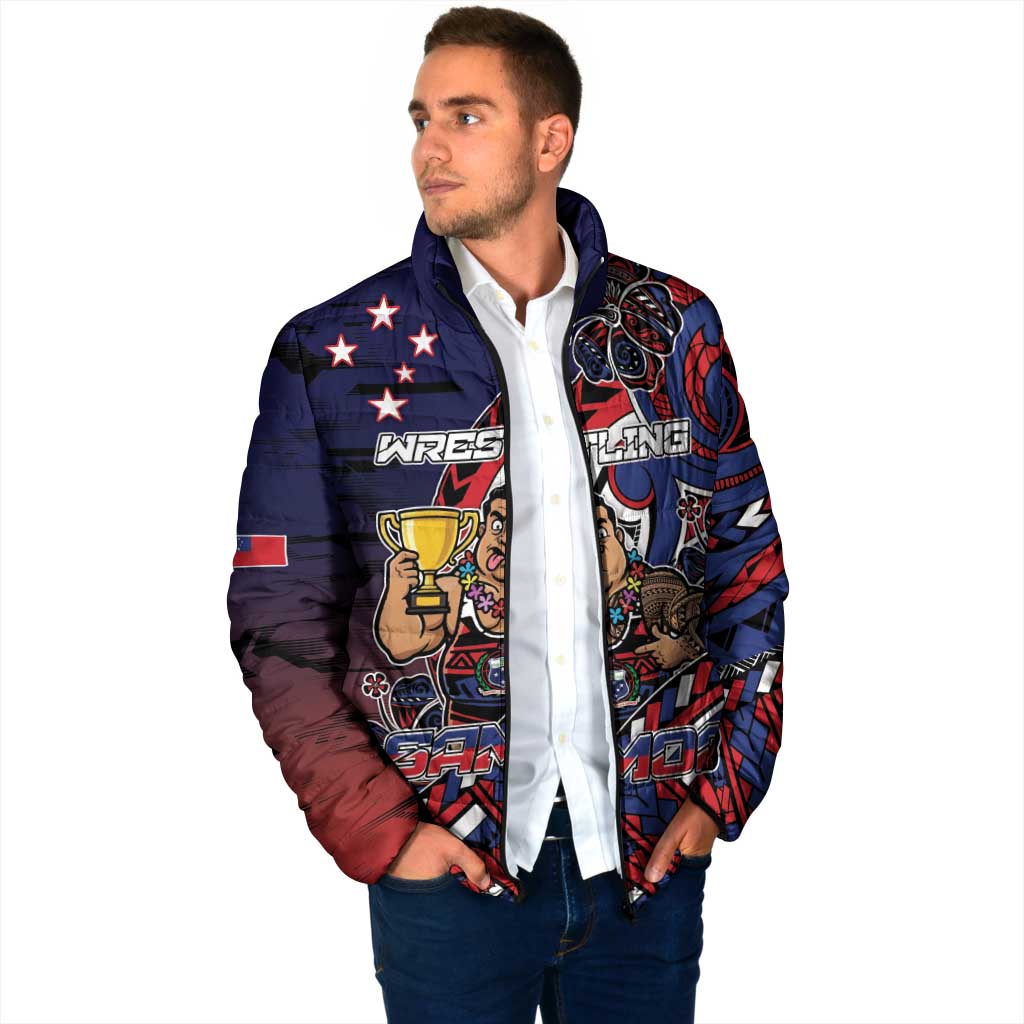 Personalised Samoa Wrestling Padded Jacket Polynesian Warrior Funny Style - Polynesian Pride