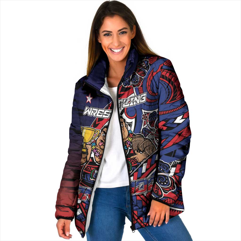 Personalised Samoa Wrestling Padded Jacket Polynesian Warrior Funny Style - Polynesian Pride
