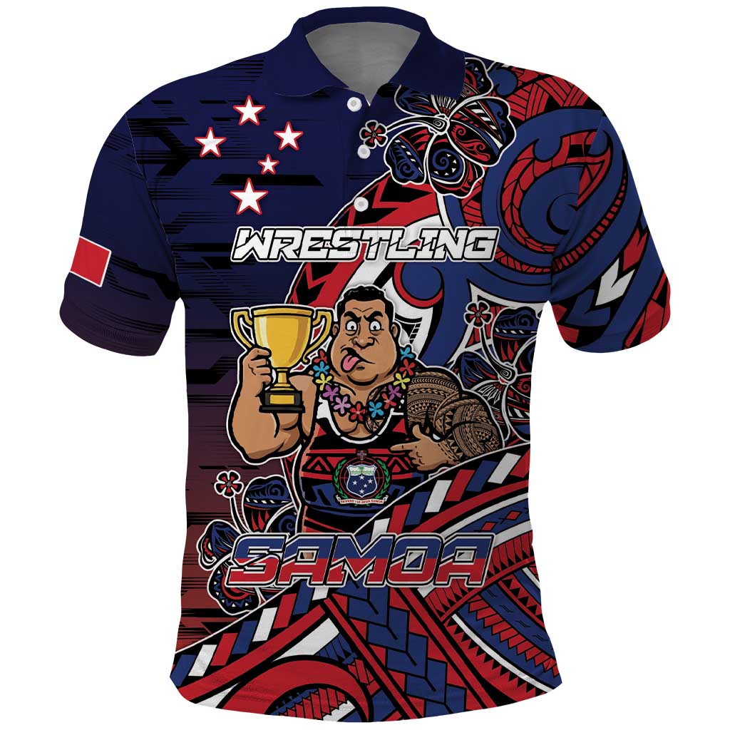 Personalised Samoa Wrestling Polo Shirt Polynesian Warrior Funny Style - Polynesian Pride
