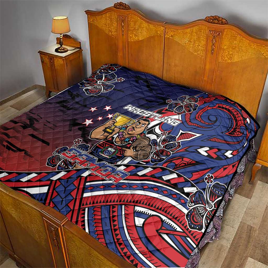 Samoa Wrestling Quilt Polynesian Warrior Funny Style - Polynesian Pride