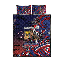 Samoa Wrestling Quilt Bed Set Polynesian Warrior Funny Style - Polynesian Pride