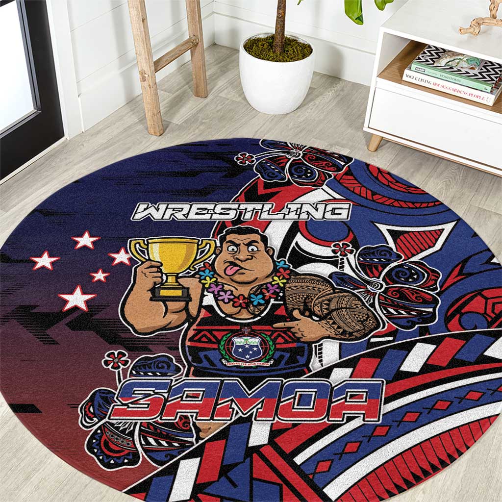 Samoa Wrestling Round Carpet Polynesian Warrior Funny Style DT05 Navy - Polynesian Pride