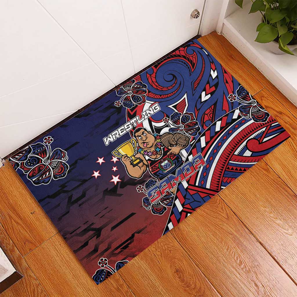 Samoa Wrestling Rubber Doormat Polynesian Warrior Funny Style - Polynesian Pride