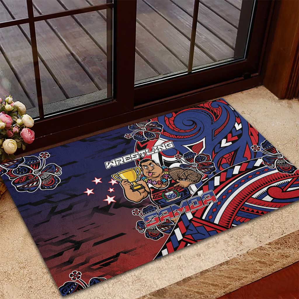 Samoa Wrestling Rubber Doormat Polynesian Warrior Funny Style - Polynesian Pride