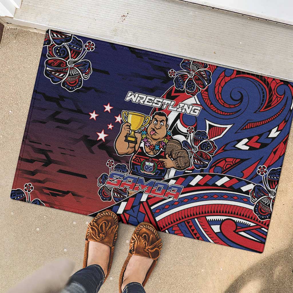 Samoa Wrestling Rubber Doormat Polynesian Warrior Funny Style - Polynesian Pride