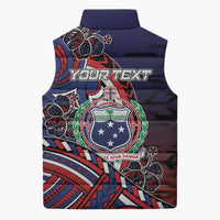 Personalised Samoa Wrestling Sleeveless Puffer Jacket Polynesian Warrior Funny Style - Polynesian Pride