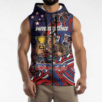 Personalised Samoa Wrestling Sleeveless Zip Hoodie Polynesian Warrior Funny Style - Polynesian Pride