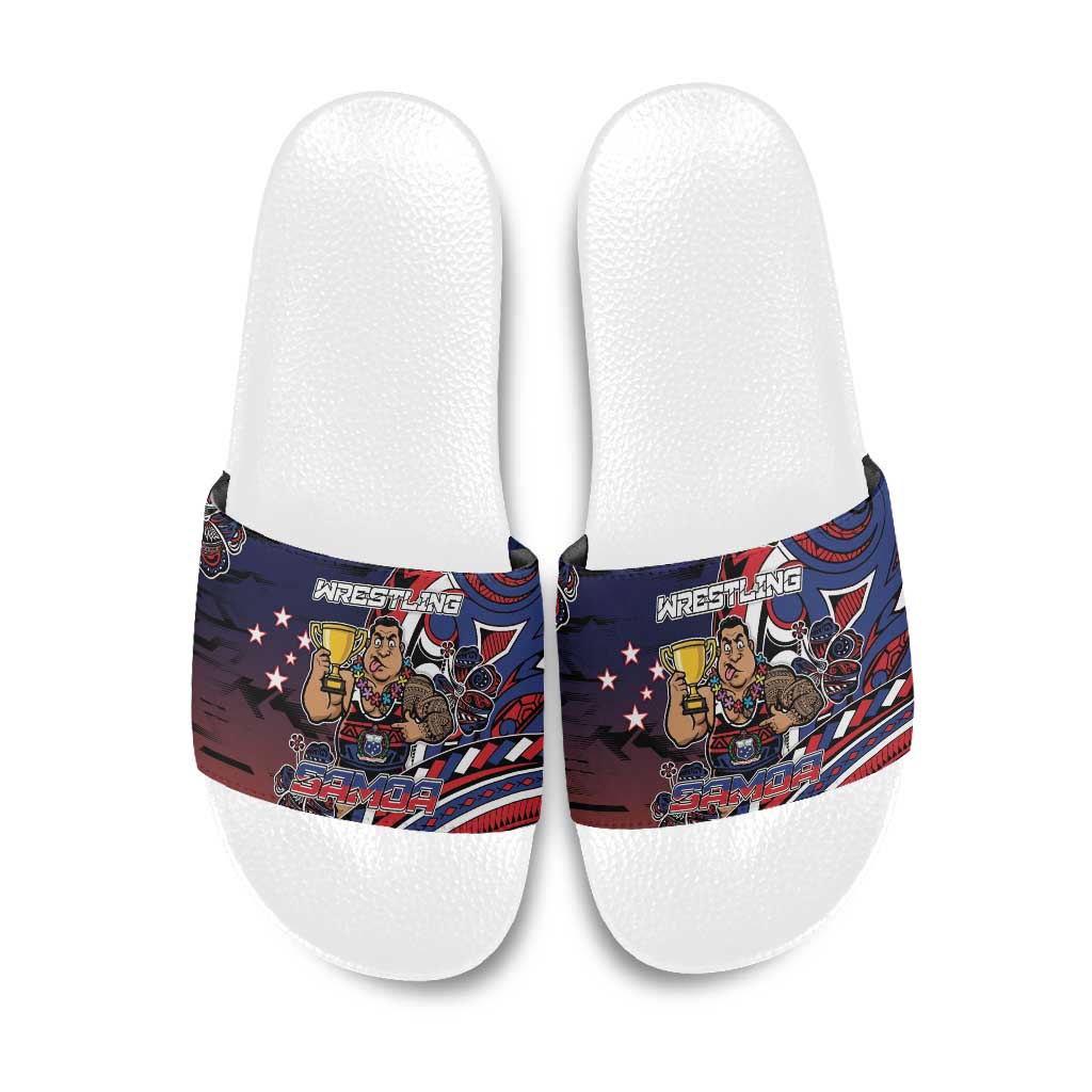 Samoa Wrestling Slide Sandals Polynesian Warrior Funny Style - Polynesian Pride