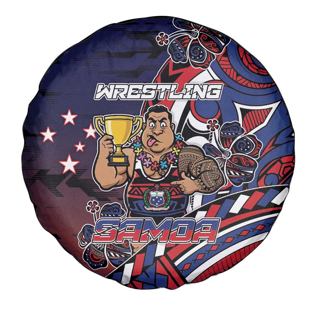 Samoa Wrestling Spare Tire Cover Polynesian Warrior Funny Style - Polynesian Pride