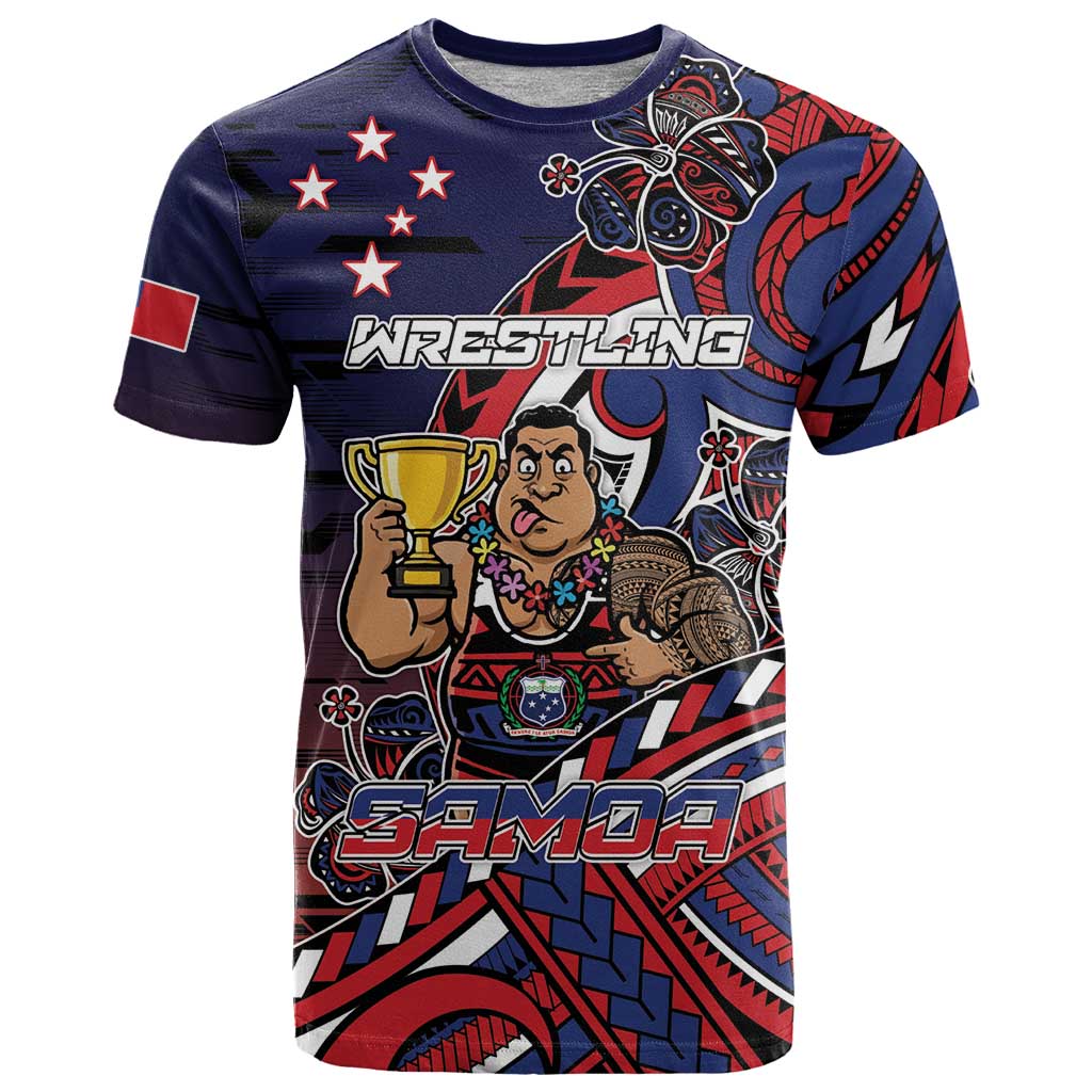 Personalised Samoa Wrestling T Shirt Polynesian Warrior Funny Style - Polynesian Pride