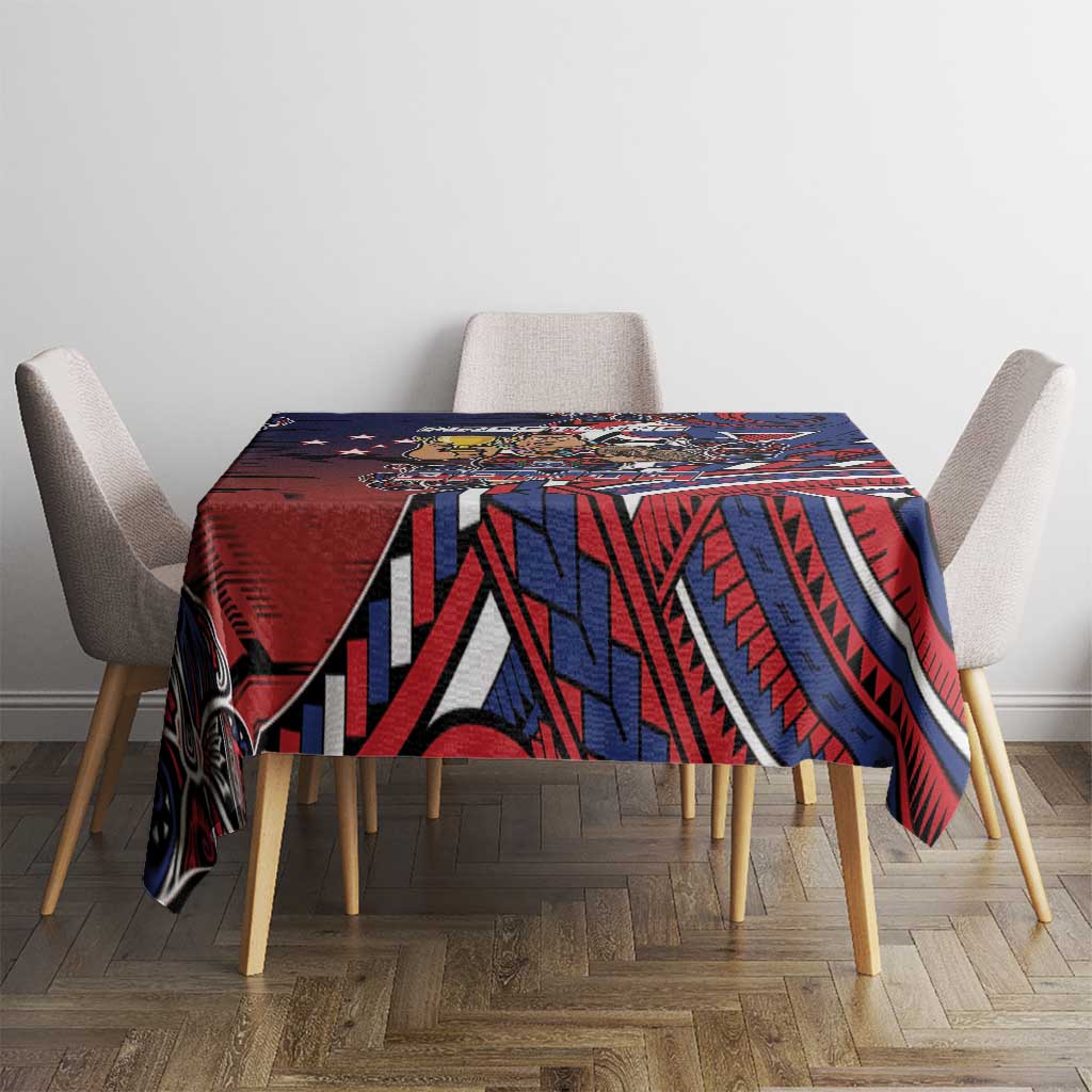 Samoa Wrestling Tablecloth Polynesian Warrior Funny Style - Polynesian Pride