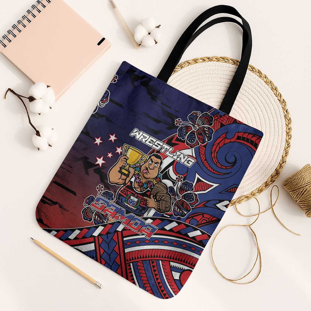 Samoa Wrestling Tote Bag Polynesian Warrior Funny Style DT05 Black Strap One Size Navy - Polynesian Pride