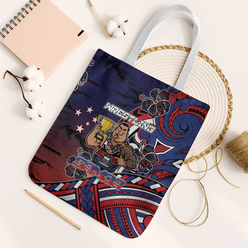 Samoa Wrestling Tote Bag Polynesian Warrior Funny Style - Polynesian Pride