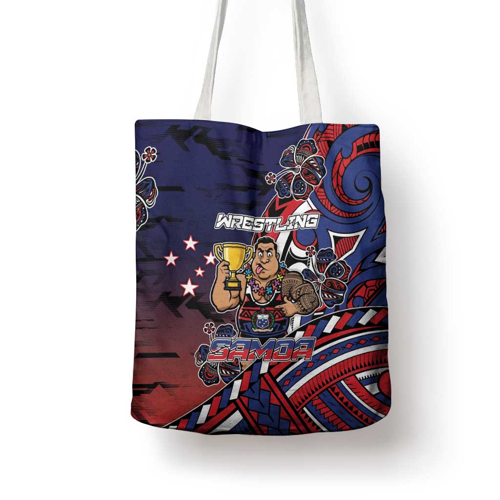 Samoa Wrestling Tote Bag Polynesian Warrior Funny Style - Polynesian Pride