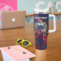Personalised Samoa Wrestling Tumbler With Handle Polynesian Warrior Funny Style - Polynesian Pride
