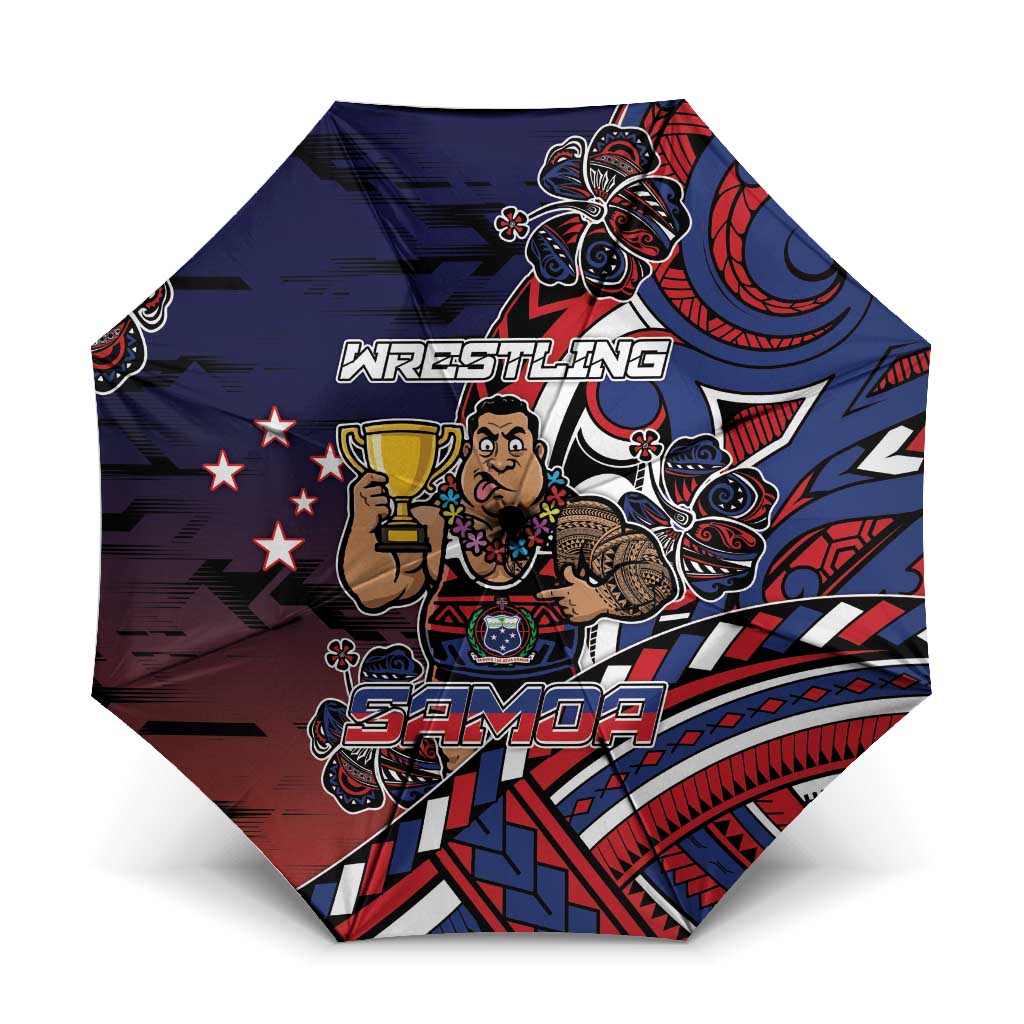 Samoa Wrestling Umbrella Polynesian Warrior Funny Style DT05 One Size Folded 11.42 inch Opened Diameter 37.4 inch Navy - Polynesian Pride