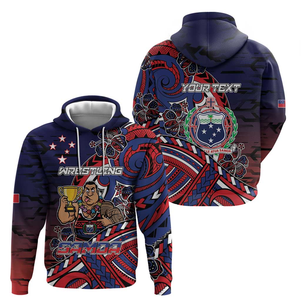 Personalised Samoa Wrestling Zip Hoodie Polynesian Warrior Funny Style - Polynesian Pride