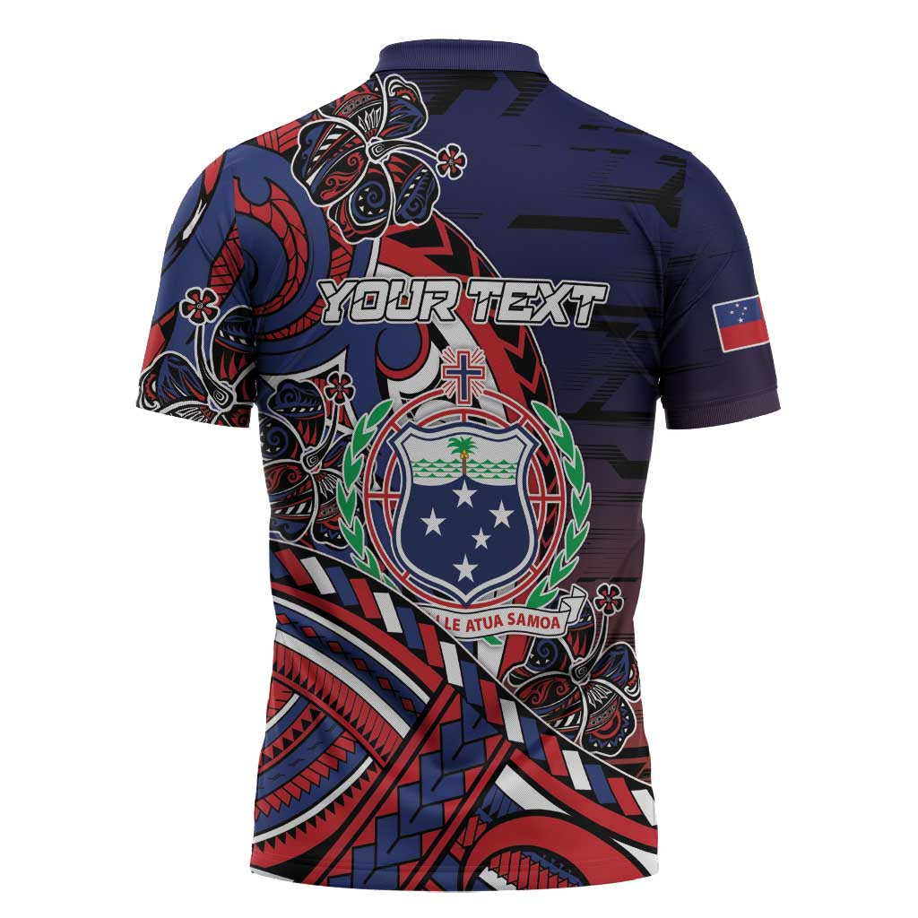 Personalised Samoa Wrestling Zipper Polo Shirt Polynesian Warrior Funny Style - Polynesian Pride