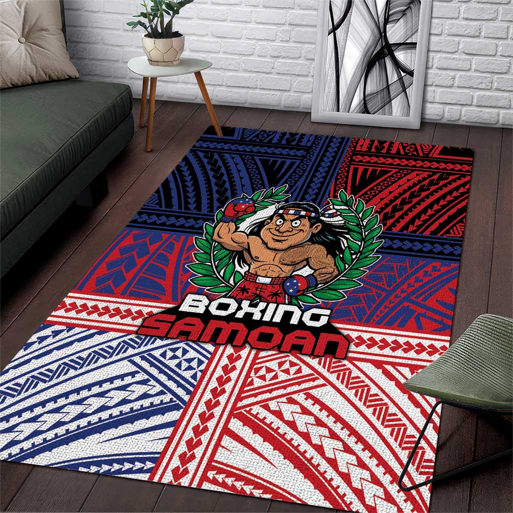 Samoa Boxing Area Rug Samoan Boxer Funny Style - Polynesian Pride
