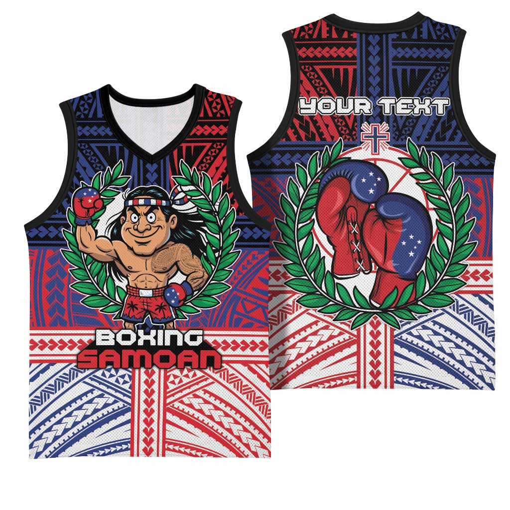 Personalised Samoa Boxing Basketball Jersey Samoan Boxer Funny Style - Polynesian Pride