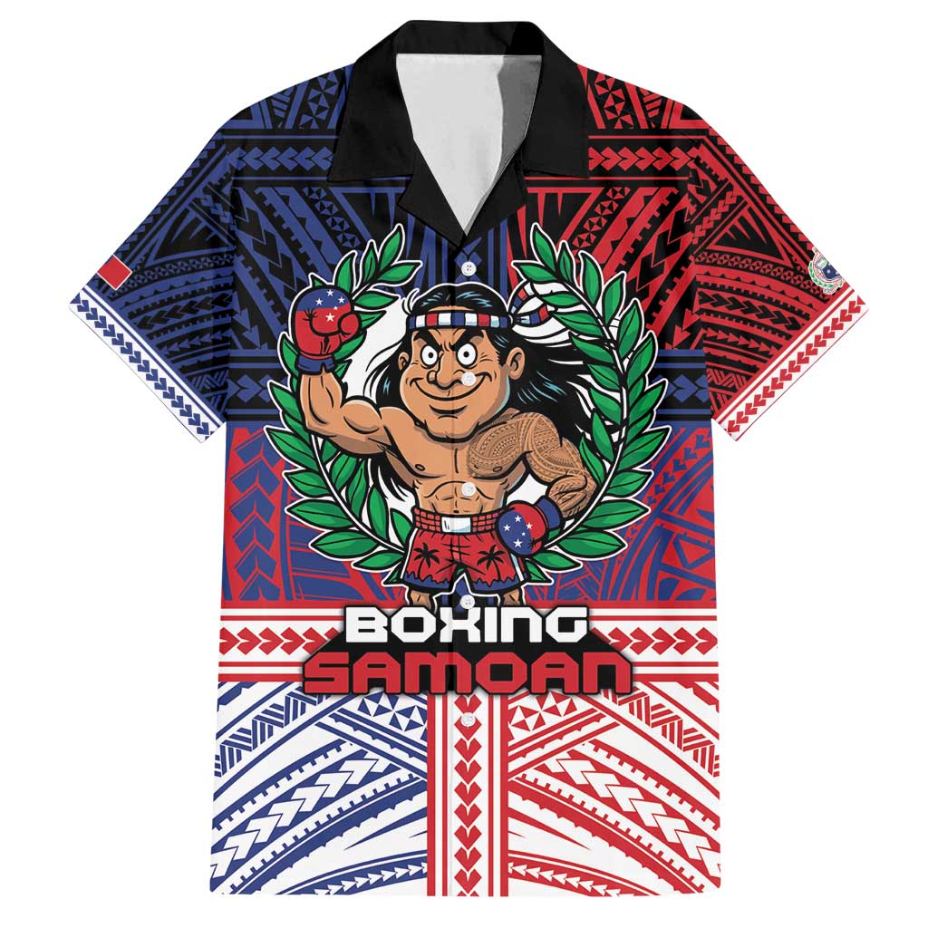 Personalised Samoa Boxing Family Matching Puletasi and Hawaiian Shirt Samoan Boxer Funny Style DT05 Dad's Shirt - Short Sleeve Red - Polynesian Pride