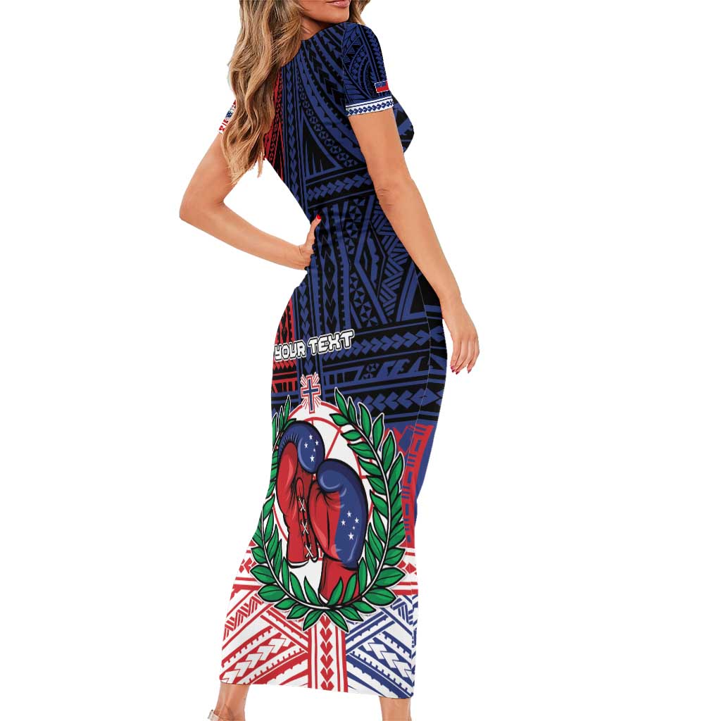 Personalised Samoa Boxing Family Matching Short Sleeve Bodycon Dress and Hawaiian Shirt Samoan Boxer Funny Style - Polynesian Pride