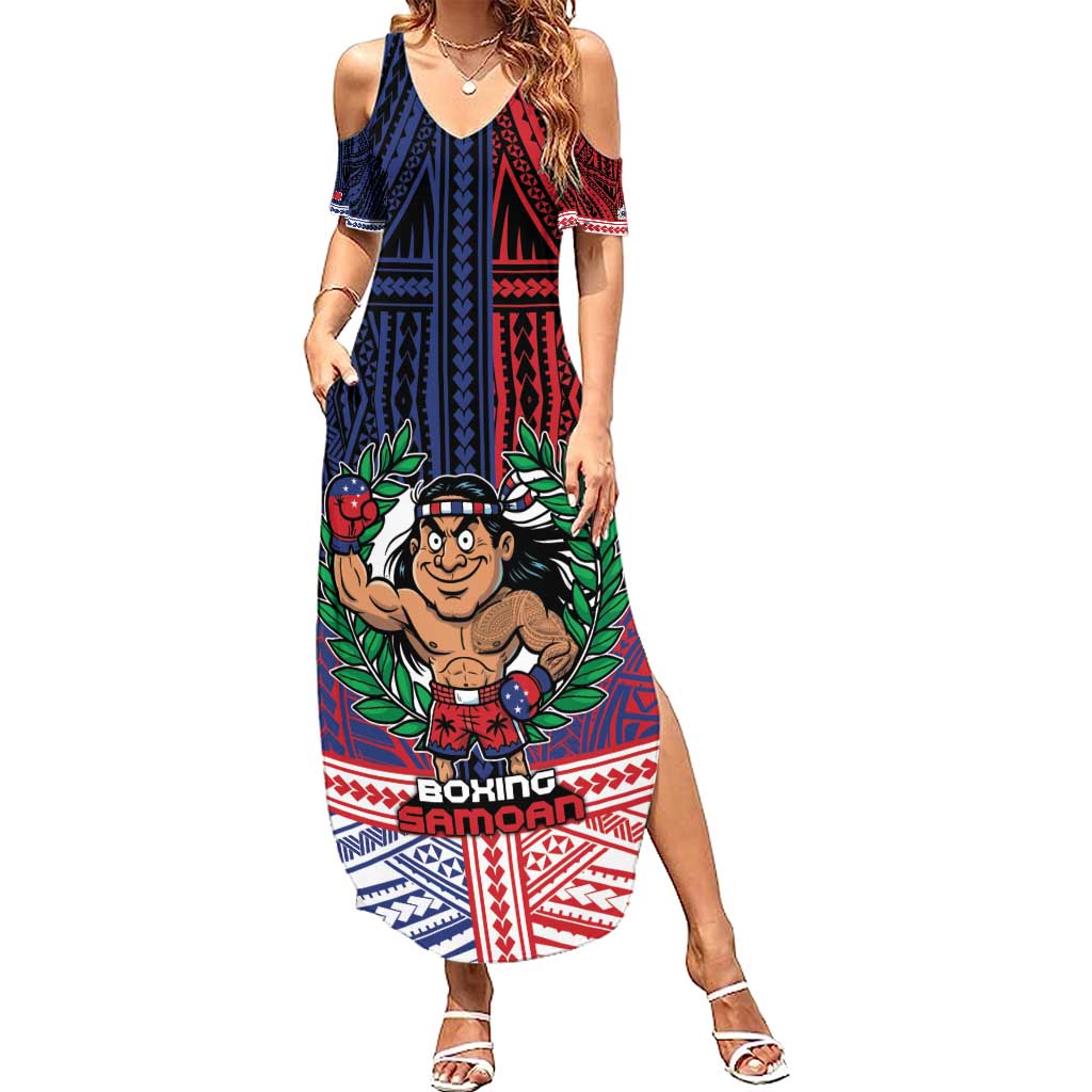 Personalised Samoa Boxing Family Matching Summer Maxi Dress and Hawaiian Shirt Samoan Boxer Funny Style - Polynesian Pride