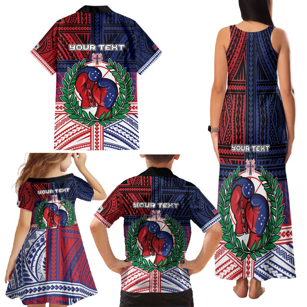 Personalised Samoa Boxing Family Matching Tank Maxi Dress and Hawaiian Shirt Samoan Boxer Funny Style - Polynesian Pride