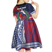 Personalised Samoa Boxing Kid Short Sleeve Dress Samoan Boxer Funny Style - Polynesian Pride