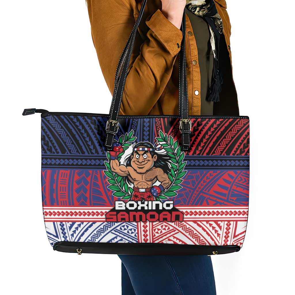 Samoa Boxing Leather Tote Bag Samoan Boxer Funny Style - Polynesian Pride