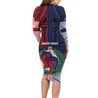 Personalised Samoa Boxing Long Sleeve Bodycon Dress Samoan Boxer Funny Style - Polynesian Pride