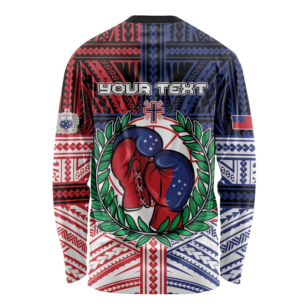 Personalised Samoa Boxing Long Sleeve Shirt Samoan Boxer Funny Style - Polynesian Pride